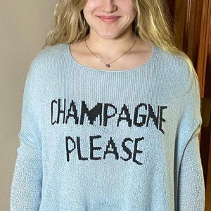 Champagne Please Wooden Ships Blue Sweater Small